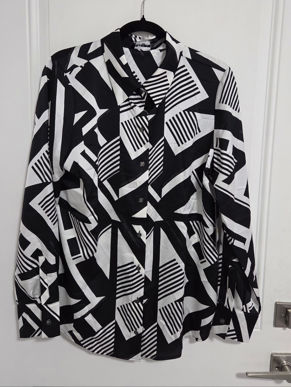 NWT - Karl Lagerfeld Paris Women's Geometric Print Blouse - Size M